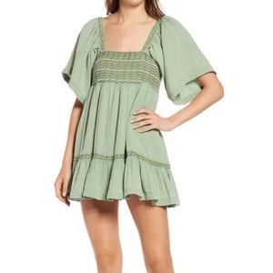 Free People Green Mini Dress - XS